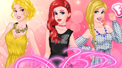 Ariel, Cinderella ve Aurora moda okulunda