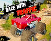 3D Trafikte Monster Truck Yarışı