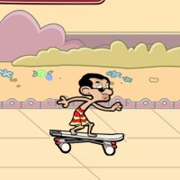 Mr Bean skateboard pe plaja