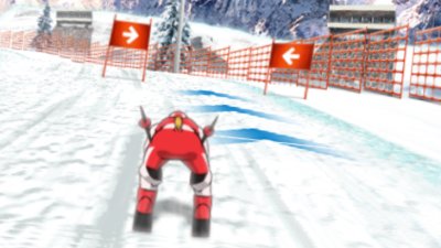 Héroe de slalom en la pista de esquí