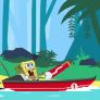 Spongebob nehir üzerinde tekne ile