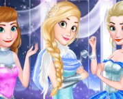 Anna, Elsa si Rapunzel la balul de iarna