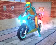 Spiderman in 3D Mission mit Motorrad