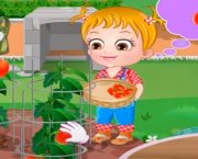 Hazel bebé plantar tomates