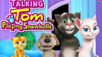 Talking Tom Playing Snowballs