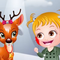 Hazel bebé y renos de Santa Claus