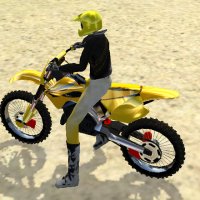 Simulator mit Motorrad auf Sand