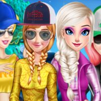 Elsa, Anna, Ariel et Cendrillon dans le camp