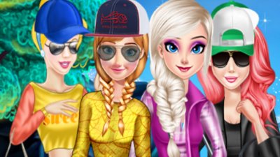 Elsa, Anna, Ariel et Cendrillon dans le camp