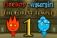 Fille et garçon Fire Water dans le Temple de la Forêt