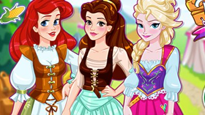 Ortaçağ fuarında Disney prensesleri
