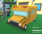 Simulador de cañón con autobús escolar