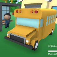 Simulateur de canon avec autobus scolaire