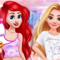 Ariel et Rapunzel Fête avec des licornes