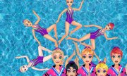 Acrobates nageant avec des princesses