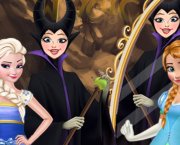 Miroir magique: Elsa, Anna et une sorcière