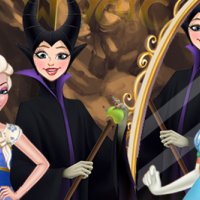 Espejo mágico: Elsa, Anna y una bruja