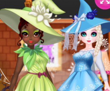 Die Prinzessinnen verwandeln sich in Halloween-Hexen