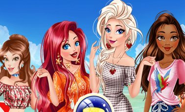 Disney-Prinzessinnen im Urlaub am Strand