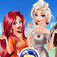 Disney-Prinzessinnen im Urlaub am Strand