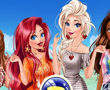 Princesas da Disney de férias na praia