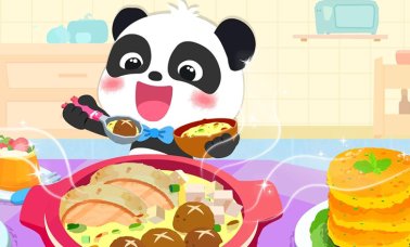 Baby Panda Cooking Food